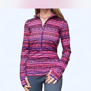 Nike Pink and Purple Long Sleeve Polo Tee